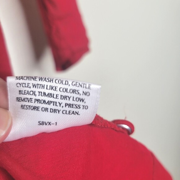 EILEEN FISHER $168 Solid Red Italian Linen Button Up Shirt Top Size MEDIUM - Picture 6 of 12